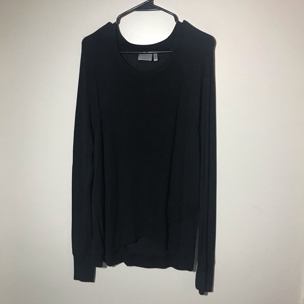 Athleta womens black modal long sleeve waterfall draped sweater cozy soft M top